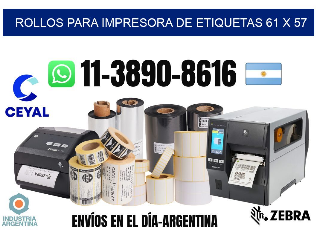 rollos para impresora de etiquetas 61 x 57