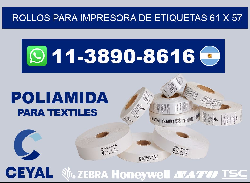 rollos para impresora de etiquetas 61 x 57