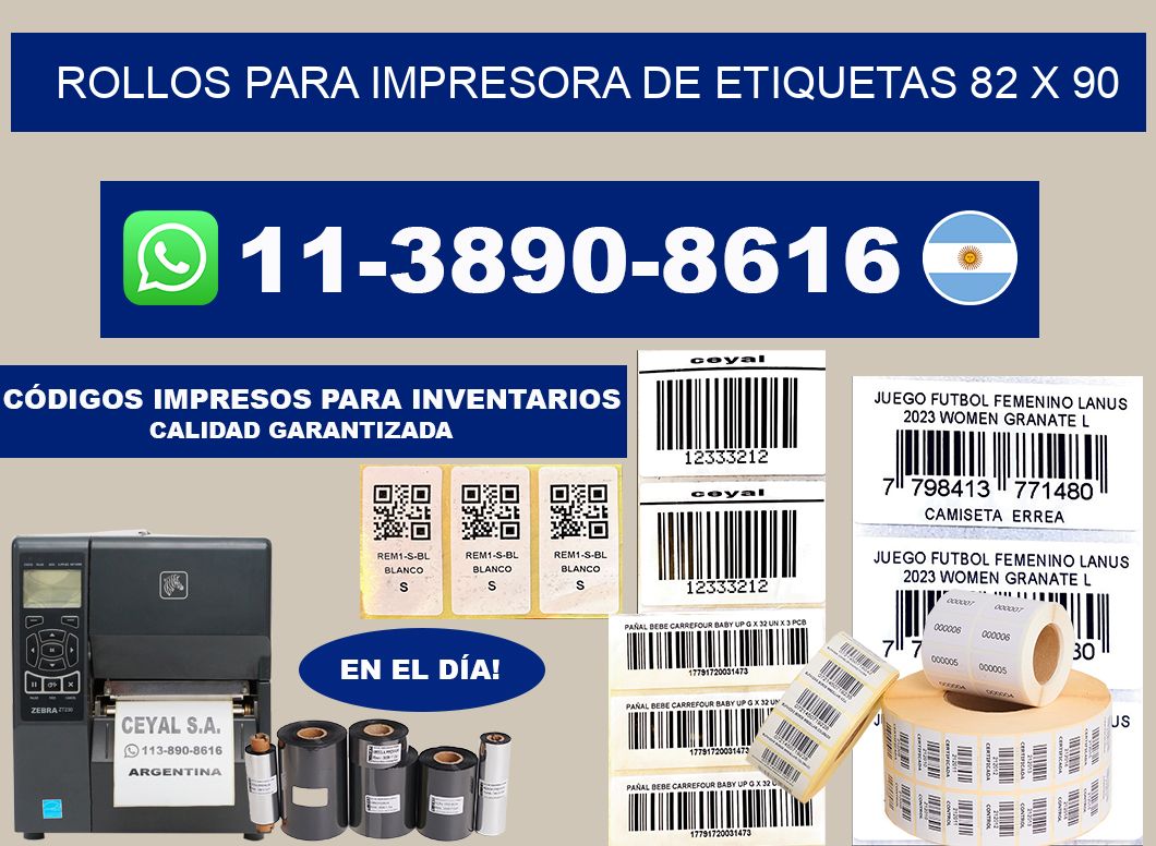 rollos para impresora de etiquetas 82 x 90