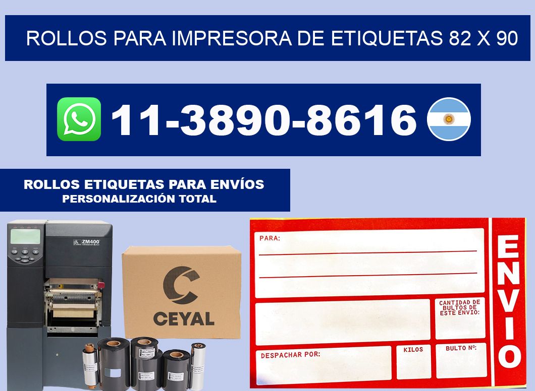 rollos para impresora de etiquetas 82 x 90