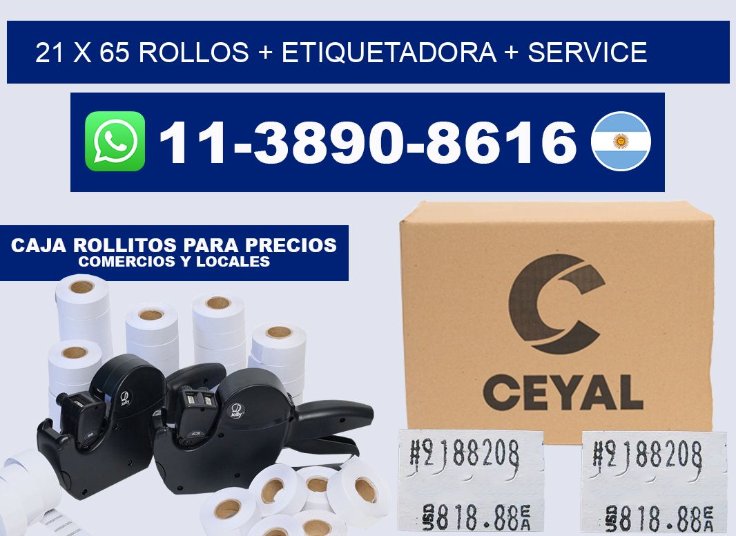 21 x 65 rollos + etiquetadora + service