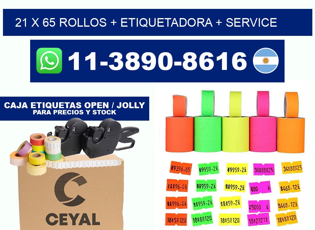 21 x 65 rollos + etiquetadora + service