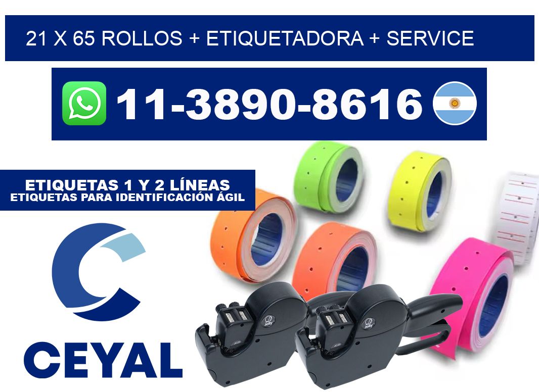 21 x 65 rollos + etiquetadora + service