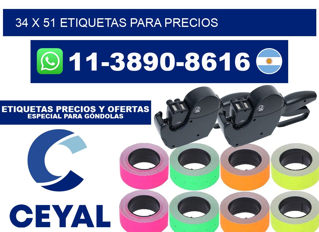 34 x 51 etiquetas para precios