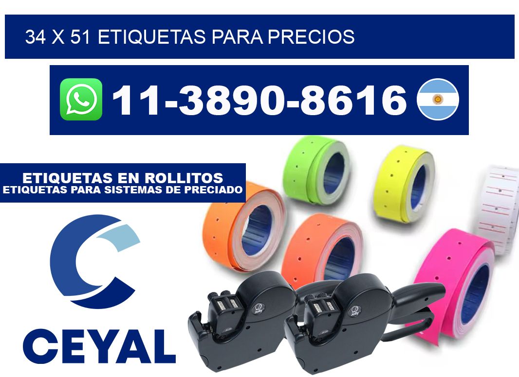 34 x 51 etiquetas para precios