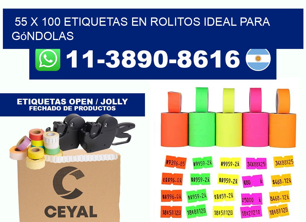 55 x 100 etiquetas en rolitos ideal para góndolas