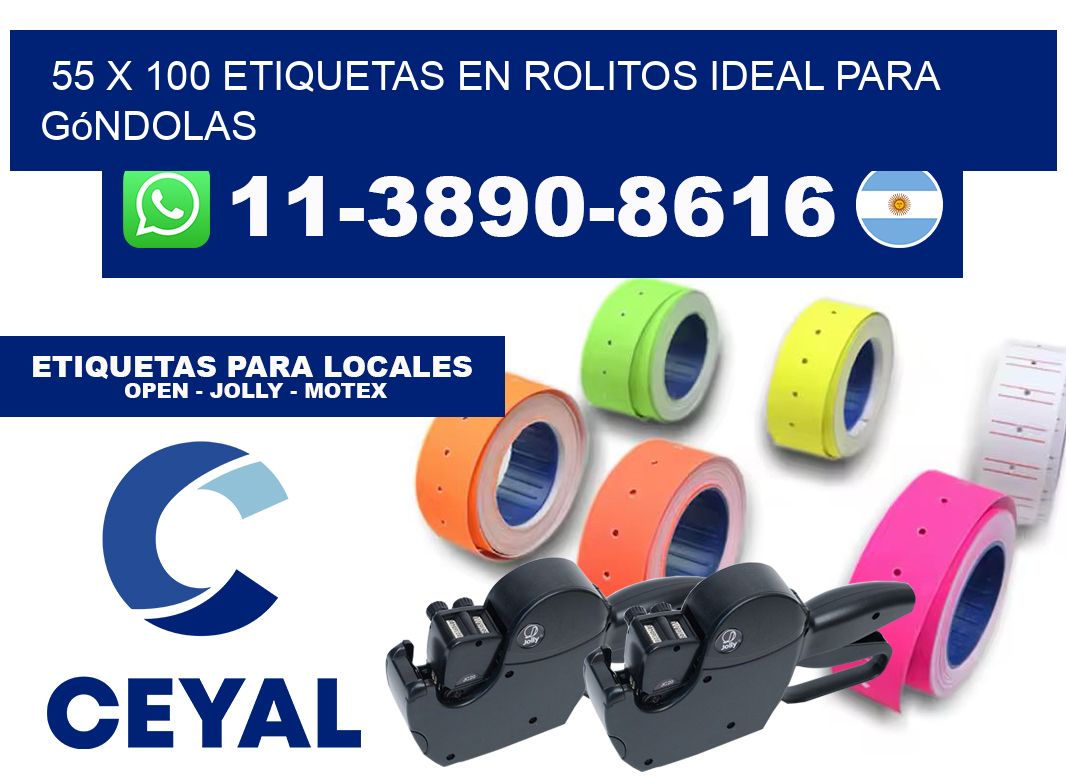 55 x 100 etiquetas en rolitos ideal para góndolas
