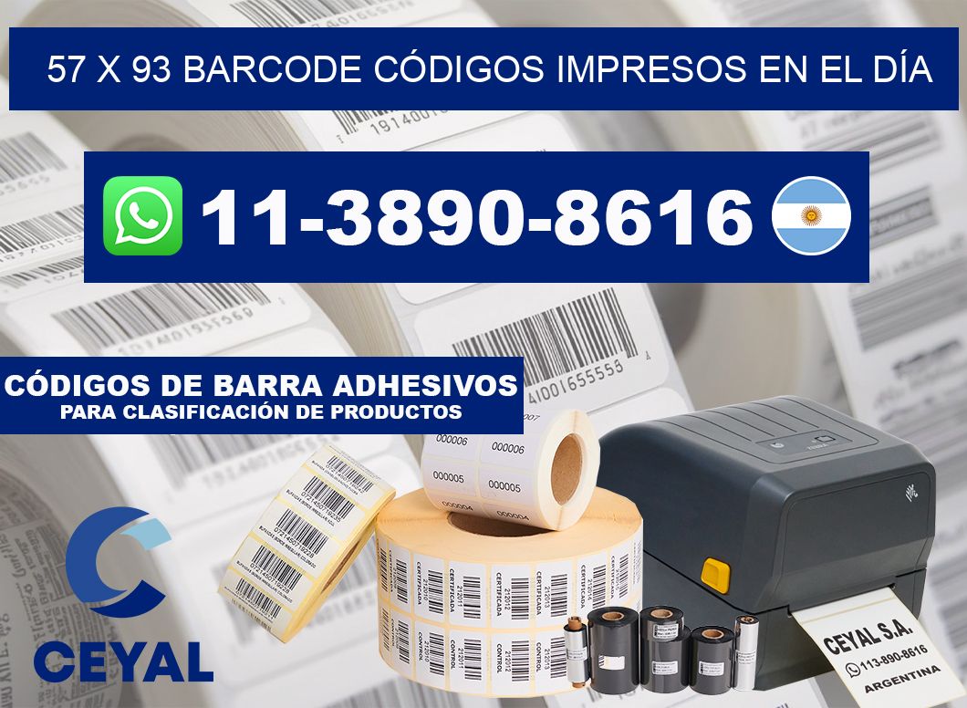 57 x 93 BARCODE CÓDIGOS IMPRESOS EN EL DÍA