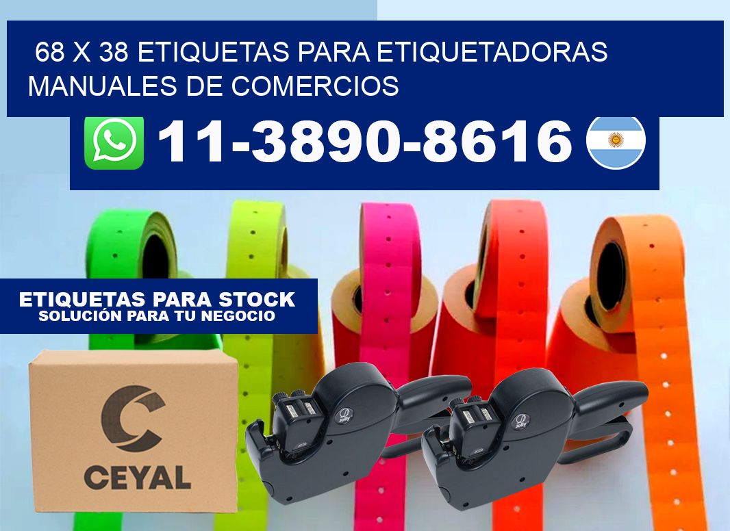 68 x 38 etiquetas para etiquetadoras manuales de comercios