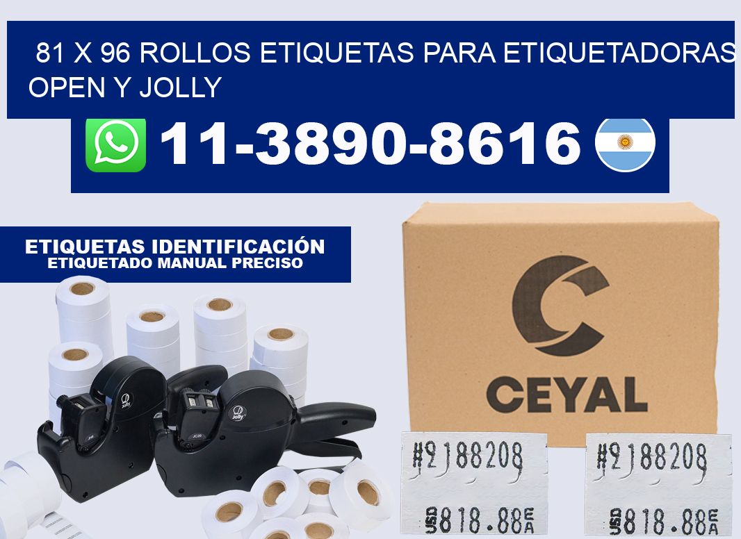 81 x 96 Rollos etiquetas para etiquetadoras open y jolly