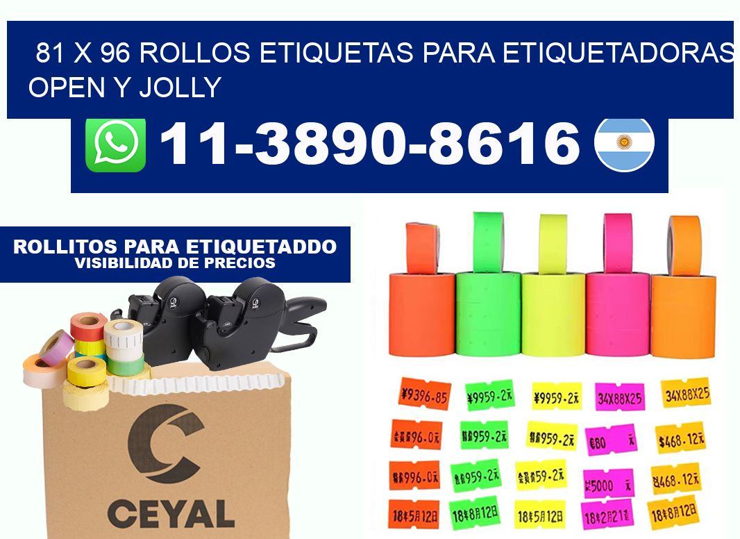 81 x 96 Rollos etiquetas para etiquetadoras open y jolly