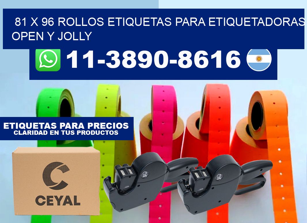 81 x 96 Rollos etiquetas para etiquetadoras open y jolly