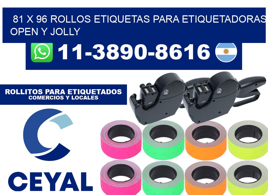 81 x 96 Rollos etiquetas para etiquetadoras open y jolly