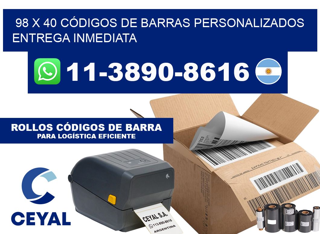 98 x 40 CÓDIGOS DE BARRAS PERSONALIZADOS ENTREGA INMEDIATA