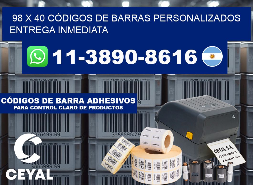 98 x 40 CÓDIGOS DE BARRAS PERSONALIZADOS ENTREGA INMEDIATA