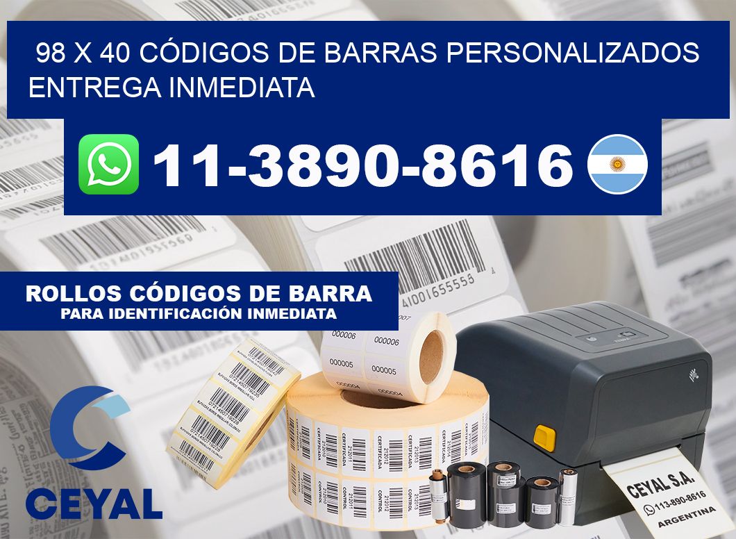98 x 40 CÓDIGOS DE BARRAS PERSONALIZADOS ENTREGA INMEDIATA