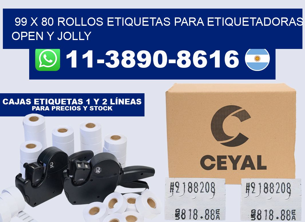 99 x 80 Rollos etiquetas para etiquetadoras open y jolly