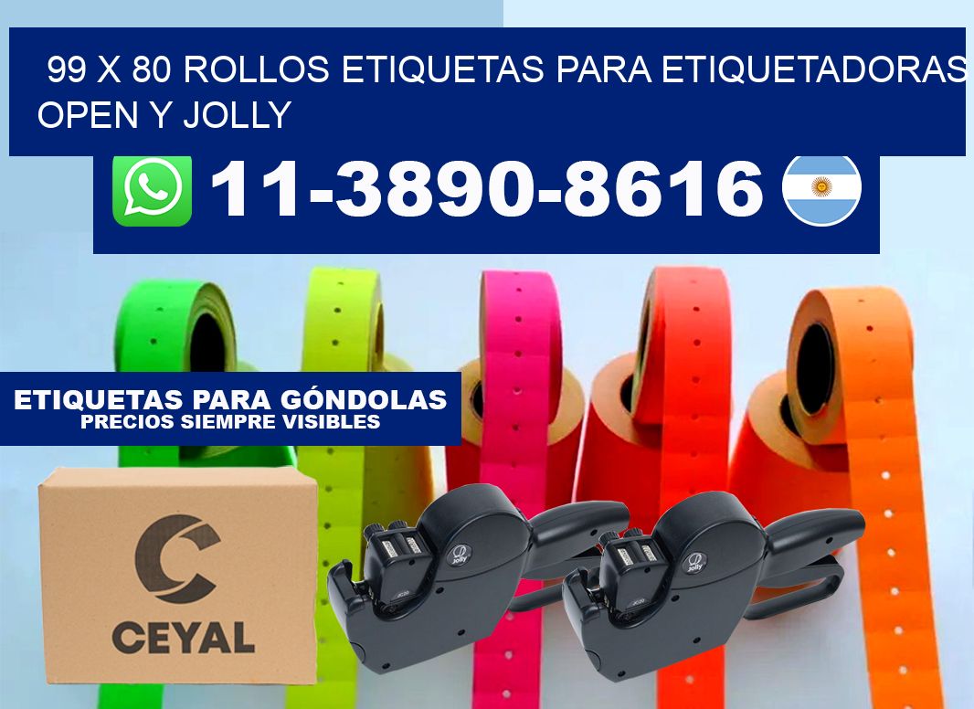 99 x 80 Rollos etiquetas para etiquetadoras open y jolly