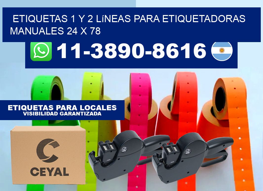 Etiquetas 1 y 2 líneas para etiquetadoras manuales 24 x 78