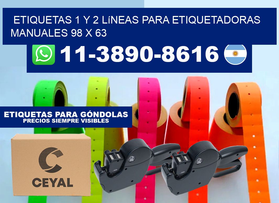 Etiquetas 1 y 2 líneas para etiquetadoras manuales 98 x 63