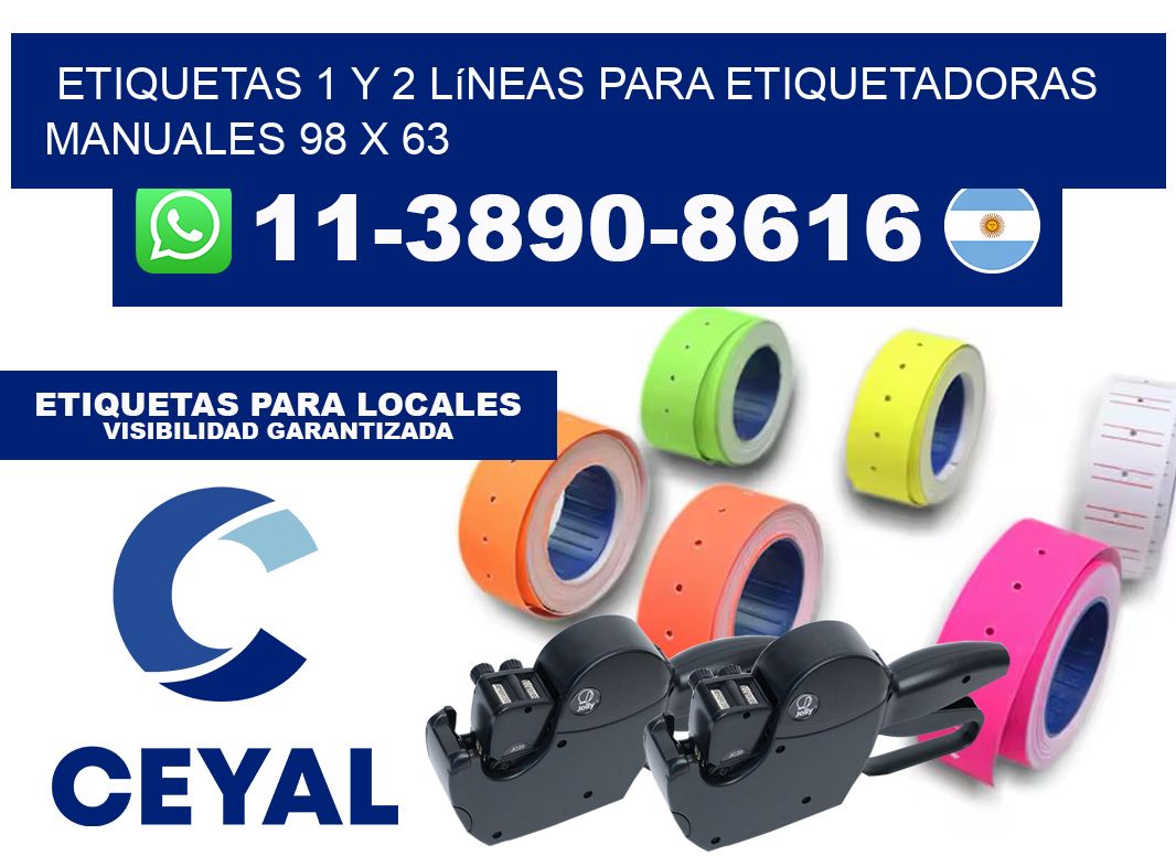 Etiquetas 1 y 2 líneas para etiquetadoras manuales 98 x 63