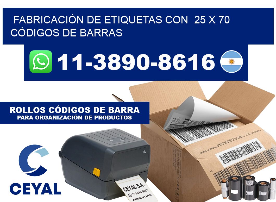 FABRICACIÓN DE ETIQUETAS CON  25 x 70 CÓDIGOS DE BARRAS