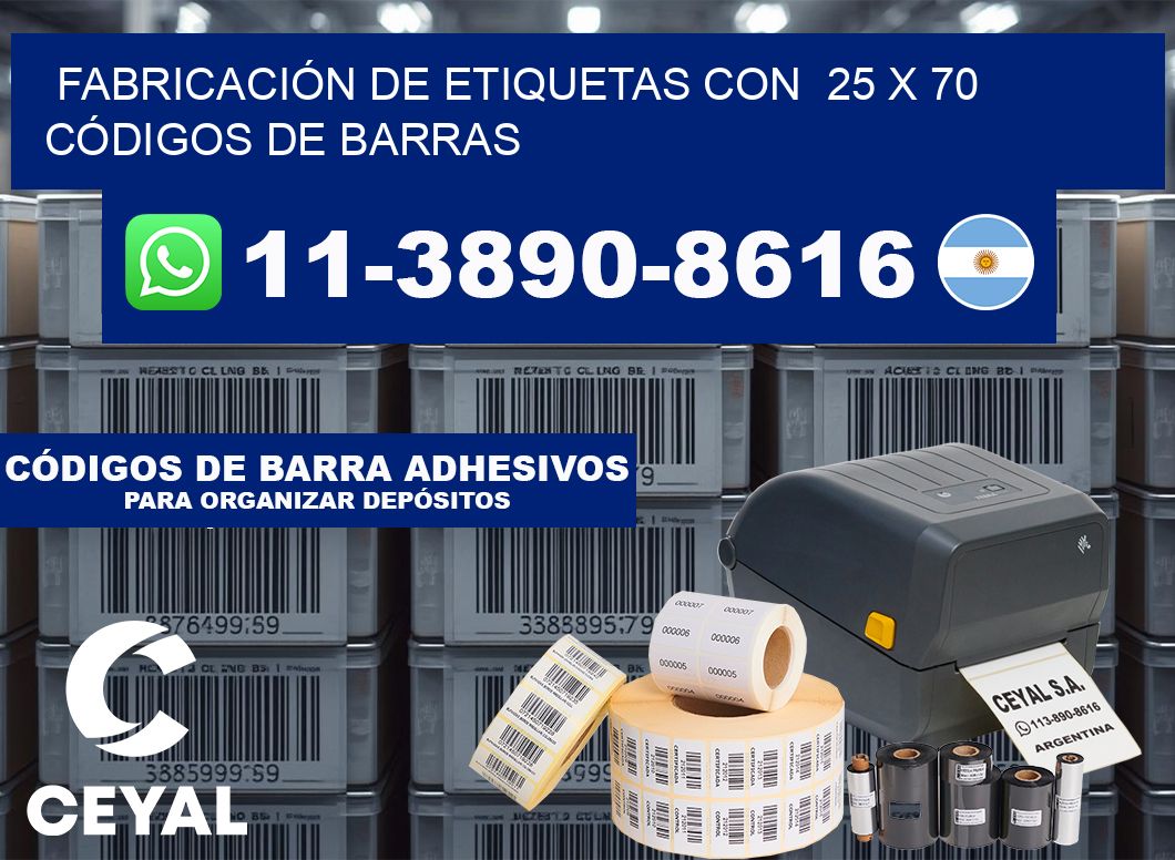 FABRICACIÓN DE ETIQUETAS CON  25 x 70 CÓDIGOS DE BARRAS