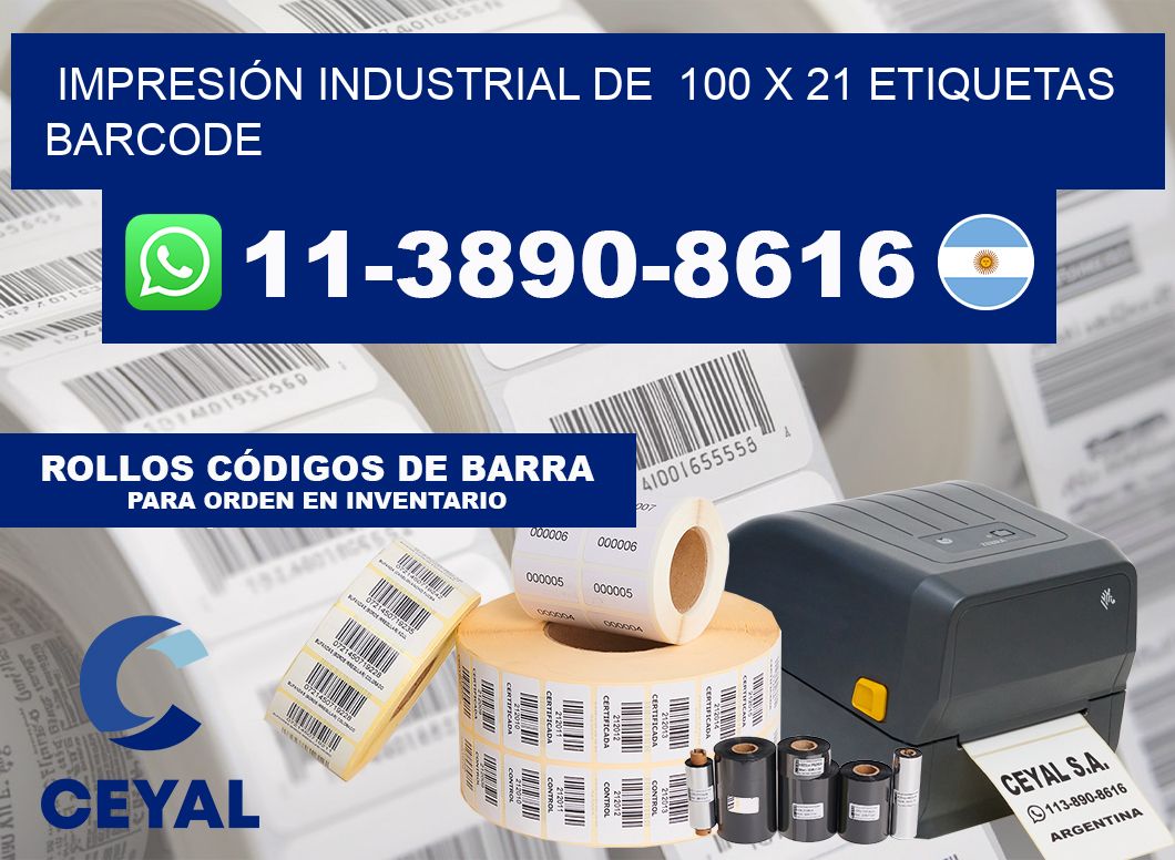 IMPRESIÓN INDUSTRIAL DE  100 x 21 ETIQUETAS BARCODE