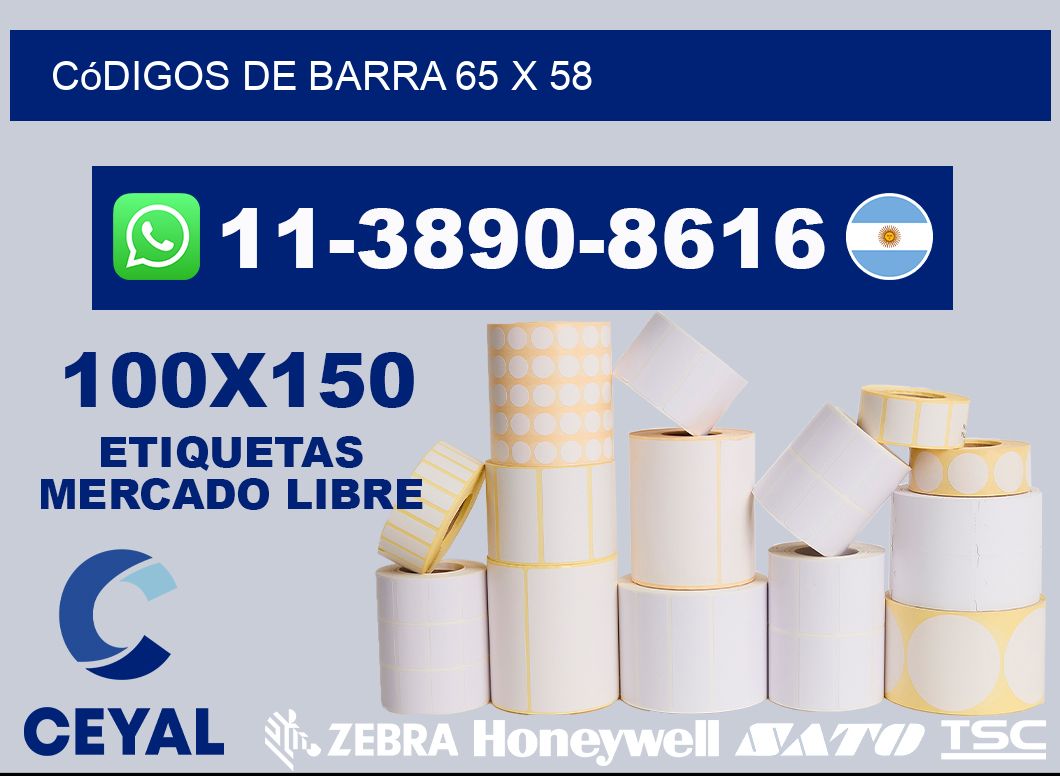 códigos de barra 65 x 58