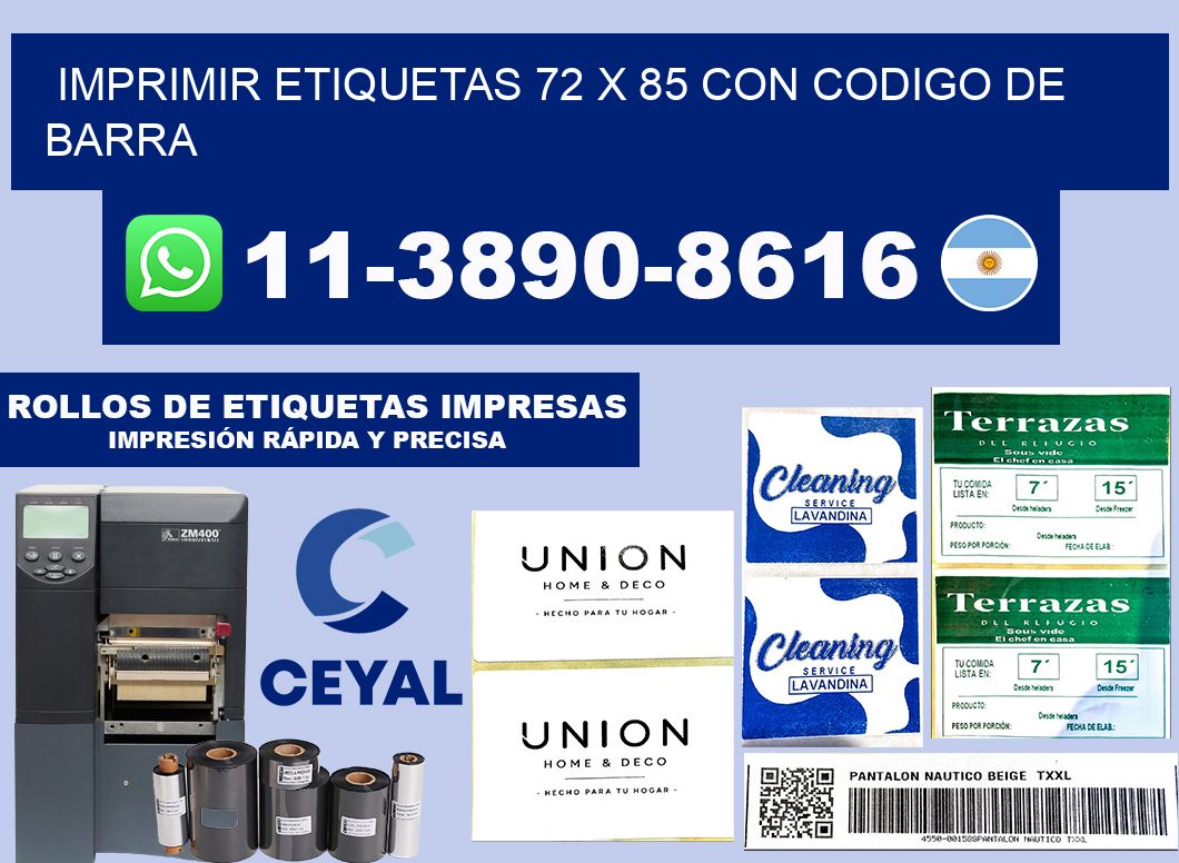 imprimir etiquetas 72 x 85 con codigo de barra