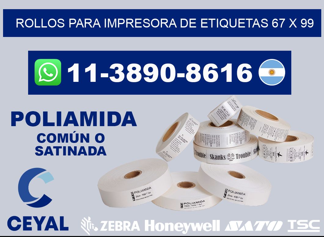 rollos para impresora de etiquetas 67 x 99