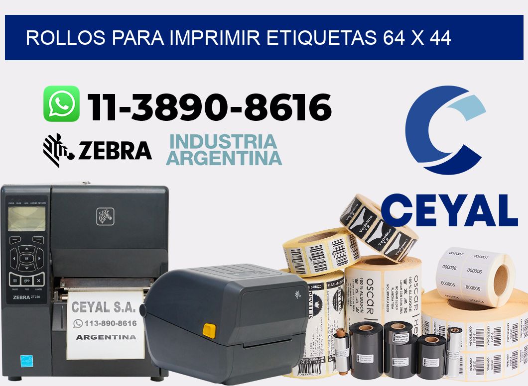 rollos para imprimir etiquetas 64 x 44