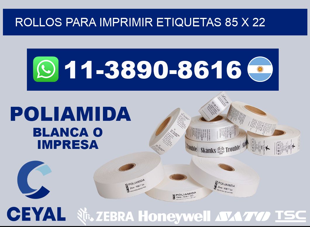 rollos para imprimir etiquetas 85 x 22