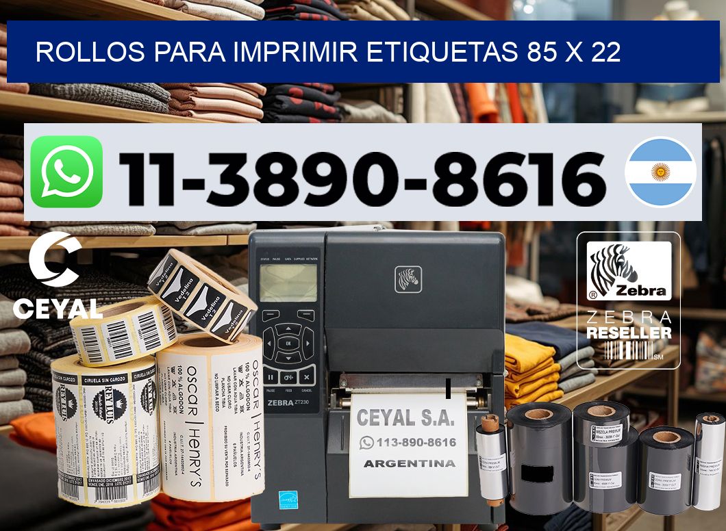 rollos para imprimir etiquetas 85 x 22