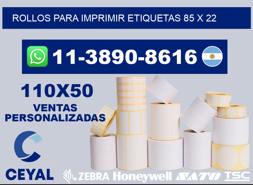 rollos para imprimir etiquetas 85 x 22