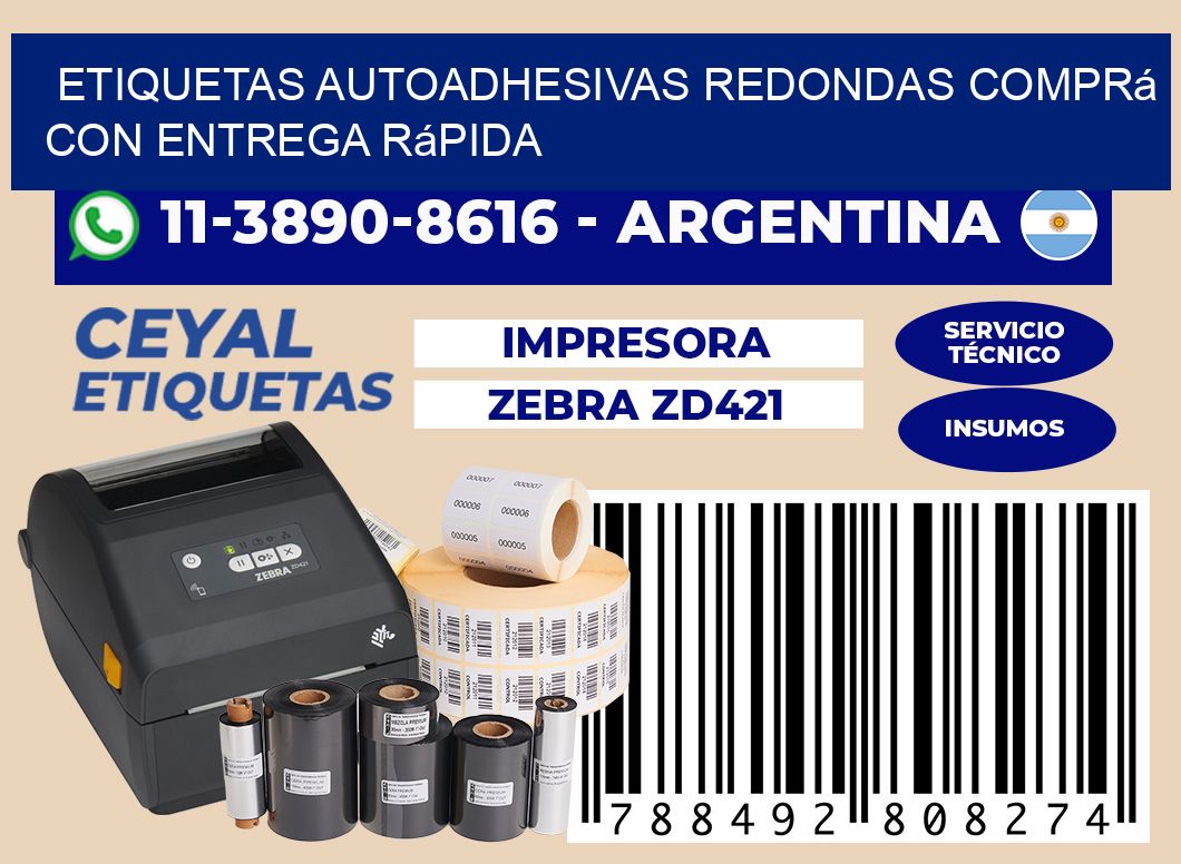 ETIQUETAS AUTOADHESIVAS REDONDAS Comprá con entrega rápida