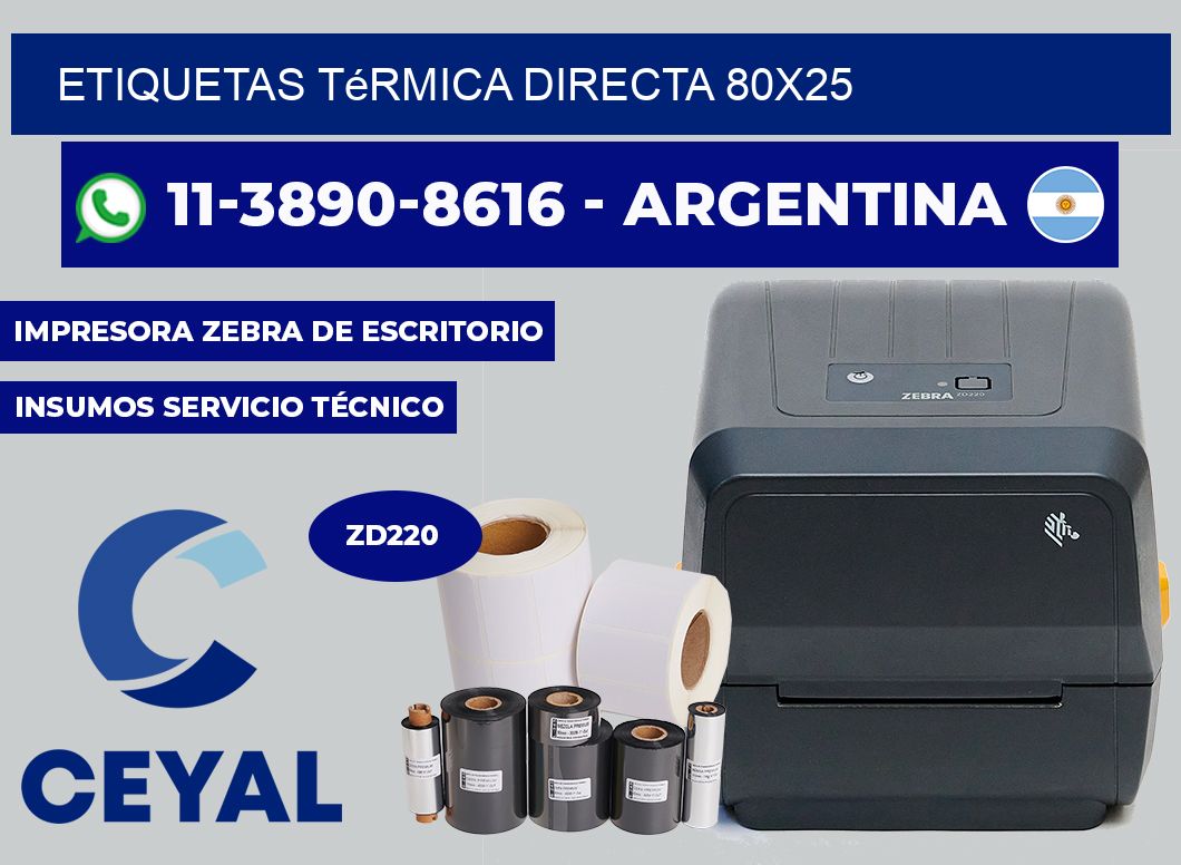 etiquetas térmica directa 80X25