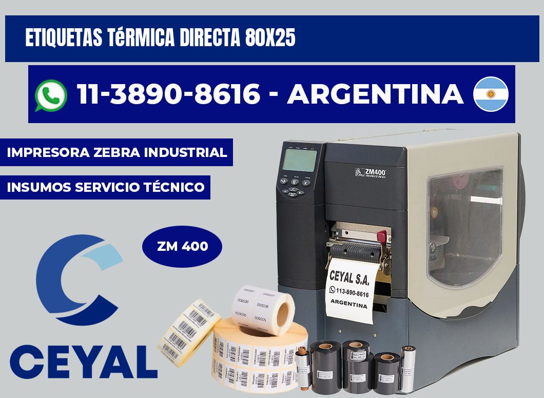 etiquetas térmica directa 80X25