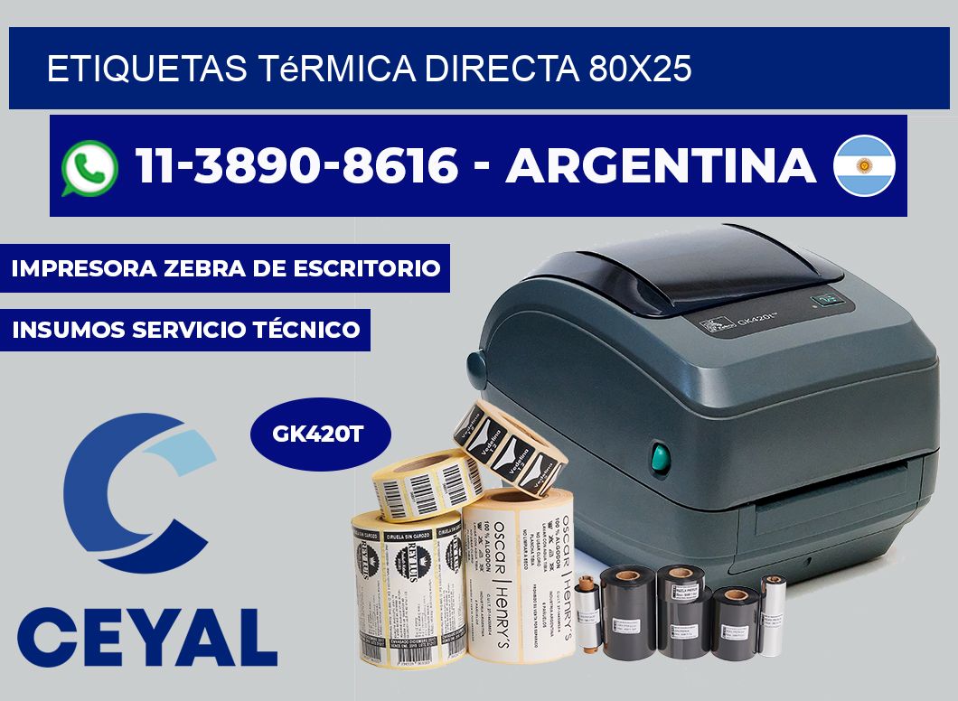 etiquetas térmica directa 80X25