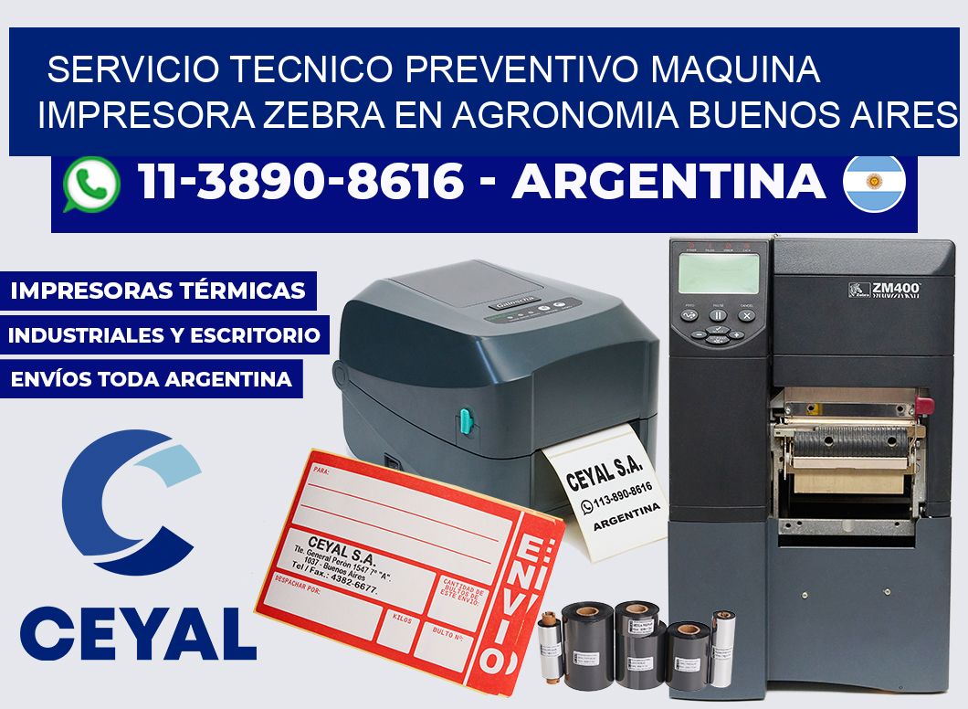 servicio tecnico preventivo Maquina impresora Zebra en Agronomia Buenos Aires