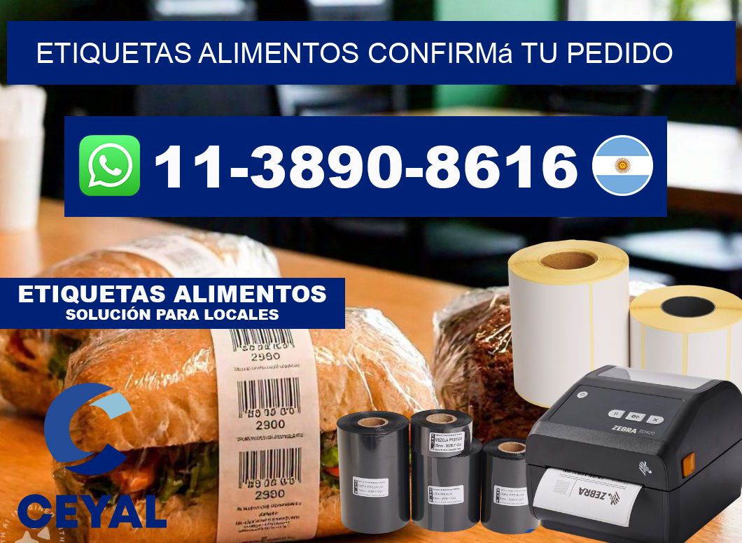 ETIQUETAS ALIMENTOS Confirmá tu pedido