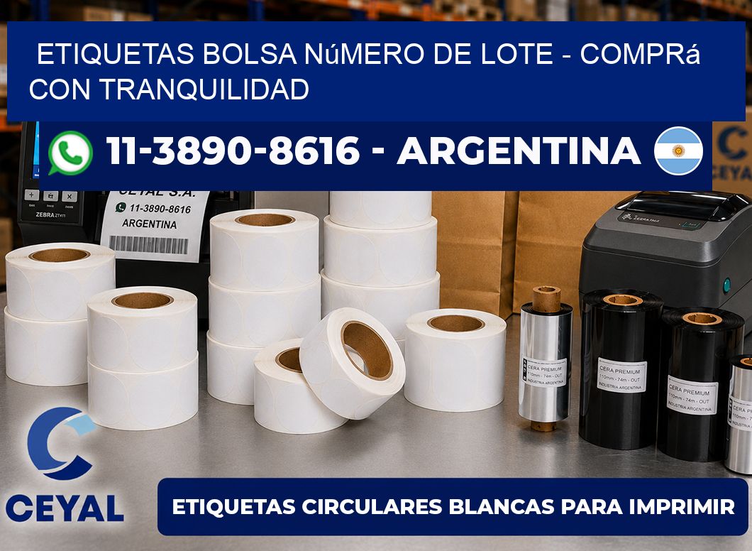 Etiquetas Bolsa número de lote - Comprá con tranquilidad