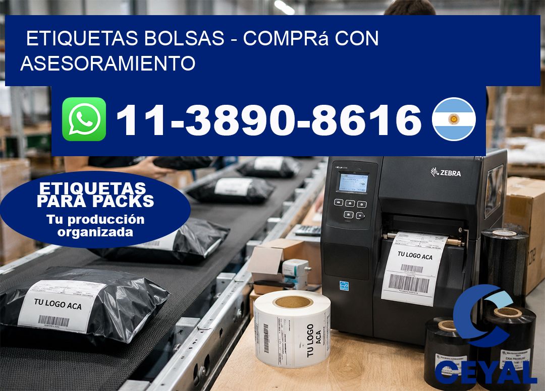 ETIQUETAS BOLSAS - Comprá con asesoramiento