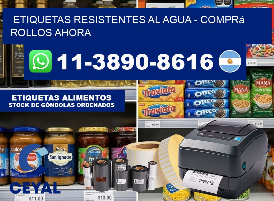 ETIQUETAS RESISTENTES AL AGUA – Comprá rollos ahora