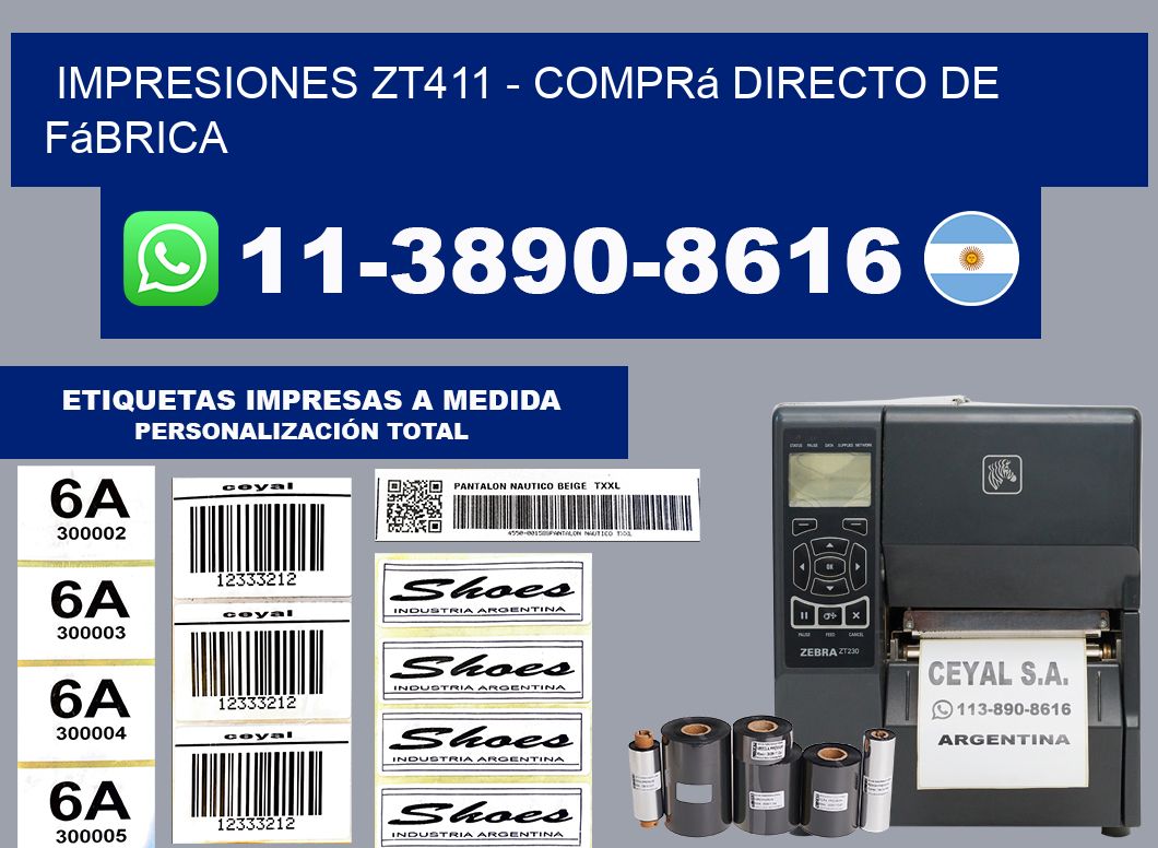 Impresiones ZT411 - Comprá directo de fábrica